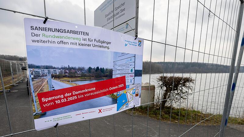 Der Hauptdamm am Ellertsh&auml;user See ist voraussichtlich bis Ostern gesperrt. Fu&szlig;g&auml;nger k&ouml;nnen auf einer Umleitung den See umrunden.