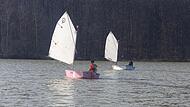 Erster Segelturn auf dem frisch gefluteten Ellertsh&auml;user See.
