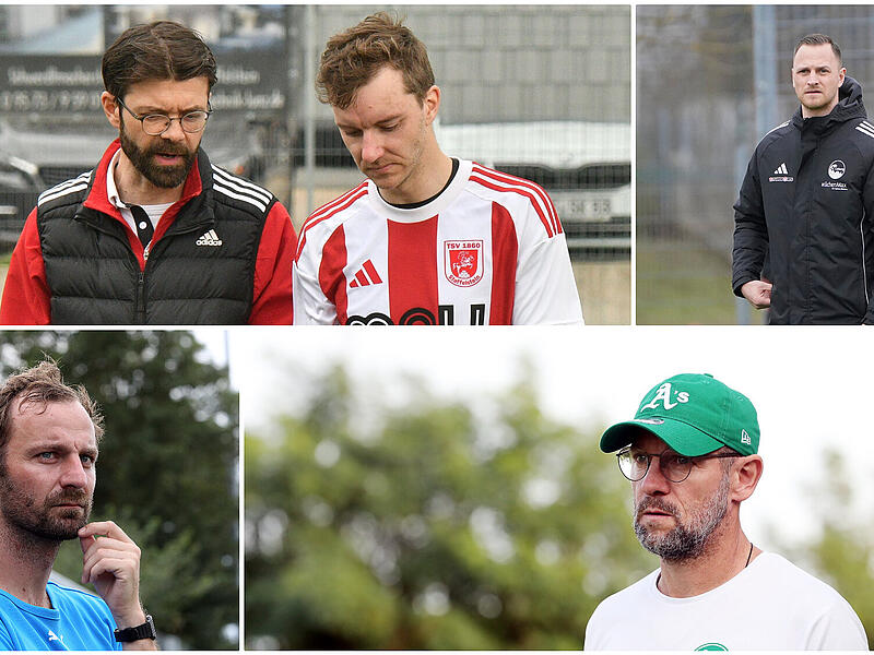 Stecken alle mit ihren Teams im Bezirksliga-Keller: Lars Scheler (TSV Staffelstein), Christian Schiebel (FC Coburg II), Tommy Gr&uuml;nert (SpVgg Rattelsdorf) und Alexander Stretz (SC Kemmern).