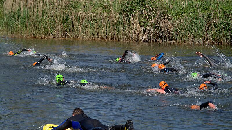 Beim Schwimmen im nur 17 Grad warmen Main war das Tragen eines Neoprenanzuges Pflicht.