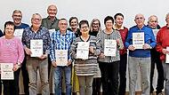 Ehrungen beim TV Bad Br&uuml;ckenau: (von links) Ingrid Heinz (60 Jahre), Ehrenmitglied Manfred Klauer, Marlene Zirkel (25), Dieter Schiffler (Verdienstnadel Gold), Reinhold Hahn (25), Rainer Betz (60), Dieter Jost (40), Charlotte Richter (15), Birgit...