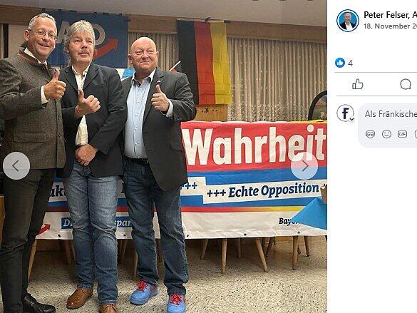 Stefan Porzelt (Mitte), hier mit den AfD-Bundestagsabgeordneten Peter Felser und Michael Wei&szlig; (rechts)