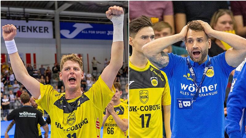 Zwischen Jubel und Frust: Der HSC Coburg um Neuzugang Viktor Glatthard (li.) und Trainer Brian Ankersen spielt bislang eine wechselhafte Saison. Zwischen Jubel und Frust: Der HSC Coburg um Neuzugang Viktor Glatthard (li.) und Trainer Brian Ankersen spielt bislang eine wechselhafte Saison.