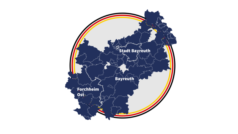 Bundestagswahl: Zum Wahlkreis Bayreuth gehören Stadt und Landkreis Bayreuth und der östliche Teil des Landkreises Forchheim.