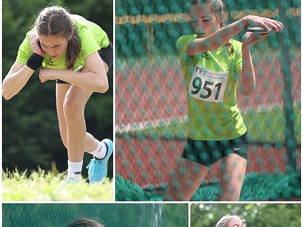 Collage von Lena Schmitt bei den Bezirksmeisterschaften 2024 in H&ouml;sbach