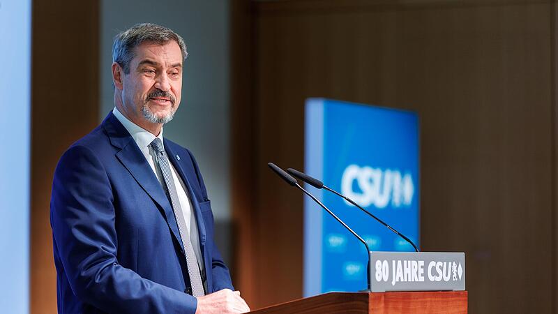 Markus S&ouml;der (CSU), Parteivorsitzender und Ministerpr&auml;sident von Bayern, spricht bei der Jubil&auml;umsfeier 80 Jahre CSU bei der Hanns-Seidel-Stiftung.