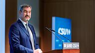 Markus Söder (CSU), Parteivorsitzender und Ministerpräsident von Bayern, spricht bei der Jubiläumsfeier 80 Jahre CSU bei der Hanns-Seidel-Stiftung.