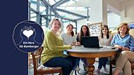 Olga Kornienko (Mitte) freut sich, dass Simoe Oswald (v.l.n.r.), Anna-Lena Schubert, Helen Ameis und Cornelia Blumenschein das Projekt „Frauenpower in der Blauen Frieda“ ins Leben gerufen haben.