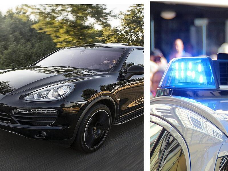Nach einem Unfall (15.4.2023) auf der &Uuml;berleitung zur A48 bei Koblenz mit einem Porsche Cayenne sind zwei M&auml;nner fl&uuml;chtig.