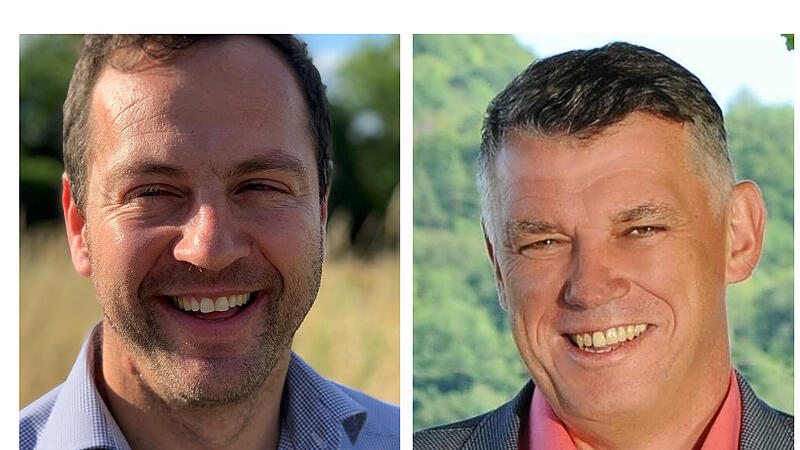 Collage Stichwahl Mario Schönwald vs. Hans Josef Stich Collage Stichwahl Mario Schönwald vs. Hans Josef Stich