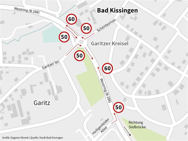 Ein &Uuml;berblick &uuml;ber die aktuelle Geschwindigkeitsregelung am Garitzer Kreisel.