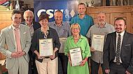 Robin Kuhn (von links), Robert Kiesel MdL a.D., Hiltrud Kiesel, Dr. Friedrich Heyder, Doris Vogel, Dominik Kiesel, Roberto Fischer und Ren&eacute; Wackenreuter bei der Jahreshauptversammlung der CSU Reiterswiesen-Arnshausen.Christoph Rustler