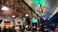 Volles Haus auf Birgit's Schindlerkeller beim Er&ouml;ffnungsspiel der EM 2024Einblick vor Er&ouml;ffnung: Kreislauf-Kaufhaus Forchheim