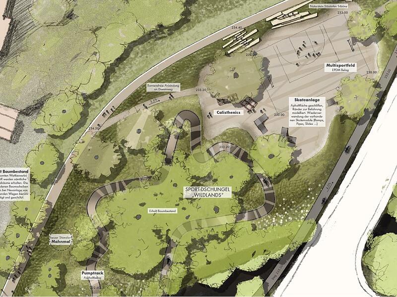 Skatepark, Pumptrack und Sportfelder Skatepark, Pumptrack und Sportfelder