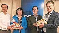 Schenker und Beschenkte beim „Aascher Mittwoch“: Matthias Groß, Ute Salzner, Nico Kauper und Thomas Menter (von links).