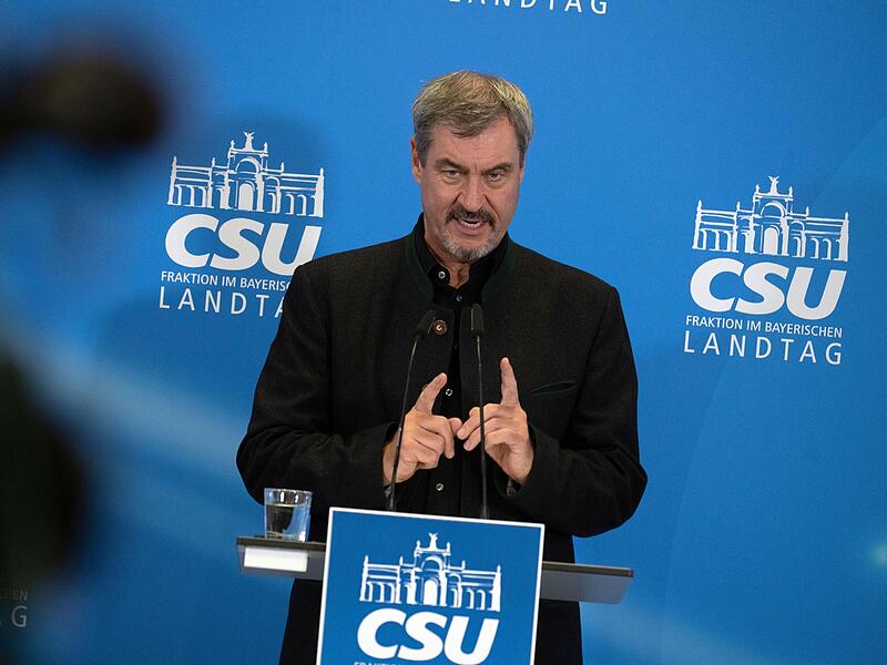 Markus Söder (CSU), Ministerpräsident von Bayern, spricht bei einer Pressekonferenz anlässlich der CSU-Herbstklausur in Kloster Banz. Die Klausur steht unter dem Motto „Bayern im Herzen - die Zukunft im Blick“.