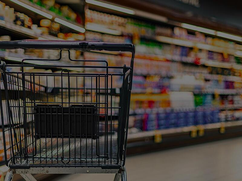 Supermarkt, K&uuml;hlregale, Einkaufswagen