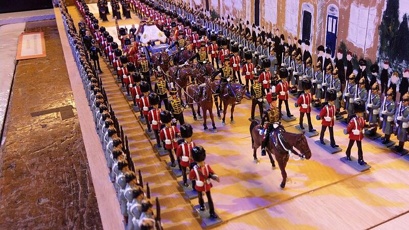 Der Trauerzug von Queen Victoria en miniature, ausgestellt in East Cowes 2019. Alan Fyson hat ihn gestaltet.