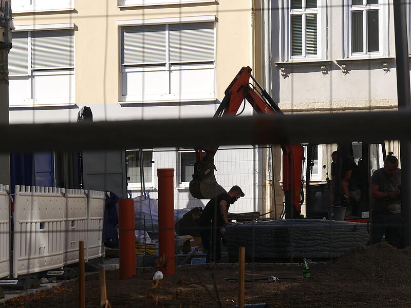 Bauarbeiten auf dem Freiherr-von-Stockmar-Platz in Coburg