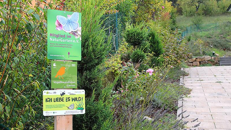 In der Einfahrt der Familie Müller werden Besucher und Vorbeikommende auf den Naturgarten aufmerksam gemacht. Direkt hinter den Hinweisschildern beginnt auch bereits der Garten. In der Einfahrt der Familie Müller werden Besucher und Vorbeikommende bereits auf den Naturgarten aufmerksam gemacht. Direkt hinter den Hinweisschildern beginnt auch bereits der Garten.