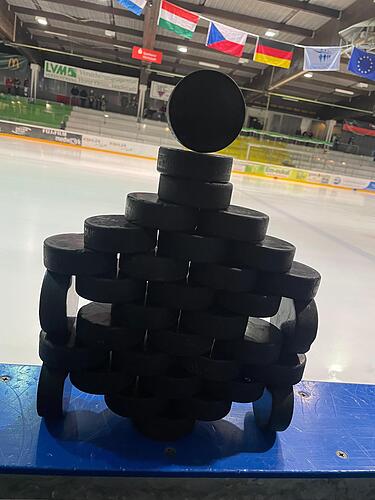 Pucks vor dem Aufwärmen
