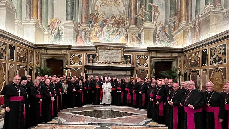 Die Audienz der deutschen Bisch&ouml;fe bei Papst Franziskus anl&auml;sslich des Besuchs in Rom.