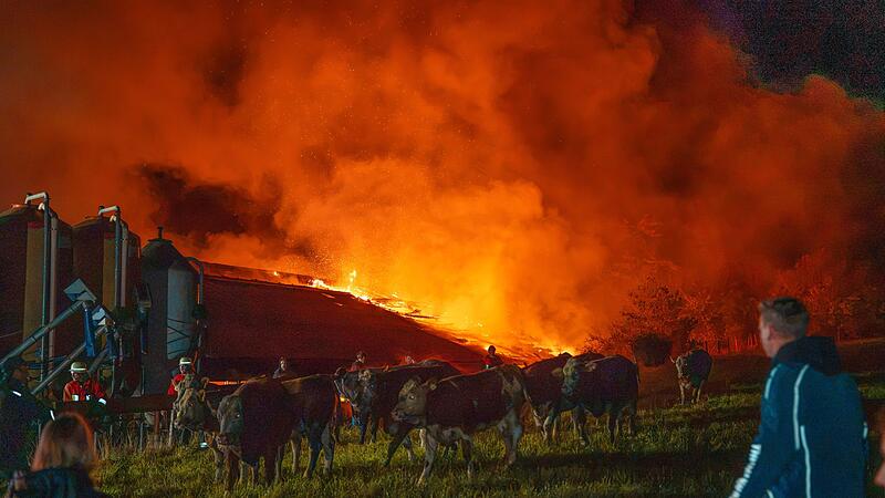 Kuhstall in Flammen in der Oberpfalz
