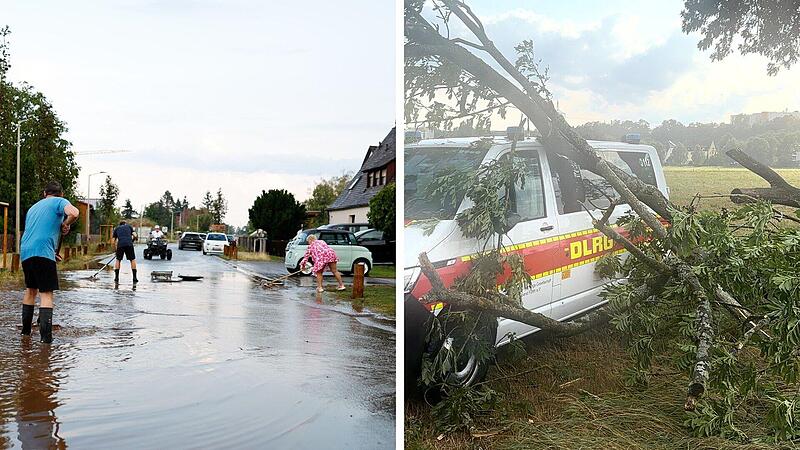 Unwetter in Franken in Bildern: Starkregen und Hagel richten Sch&auml;den an