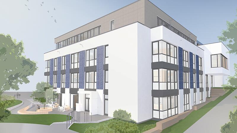 Die aktuelle Planung des R&ouml;dentaler Rathauses, die auch auf dem Informations-Flyer der Stadt zu sehen ist.