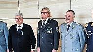 Von links nach rechts: Kreisvorsitzender Roland Pachtner sowie die Geehrten Oskar Brehm, Thomas Roth, Walter Pfeiffer und Daniel Pfeiffer