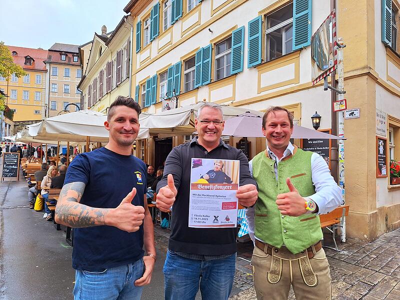 Für den erkrankten Christian Zirkel hat Jörg Falke (links) eine Spendenaktion ins Leben gerufen. Mathias Hager (Mitte) und Sebastian Linz veranstalten eine Benefizkonzert im Fässla-Keller.