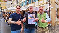 Für den erkrankten Christian Zirkel hat Jörg Falke (links) eine Spendenaktion ins Leben gerufen. Mathias Hager (Mitte) und Sebastian Linz veranstalten eine Benefizkonzert im Fässla-Keller.
