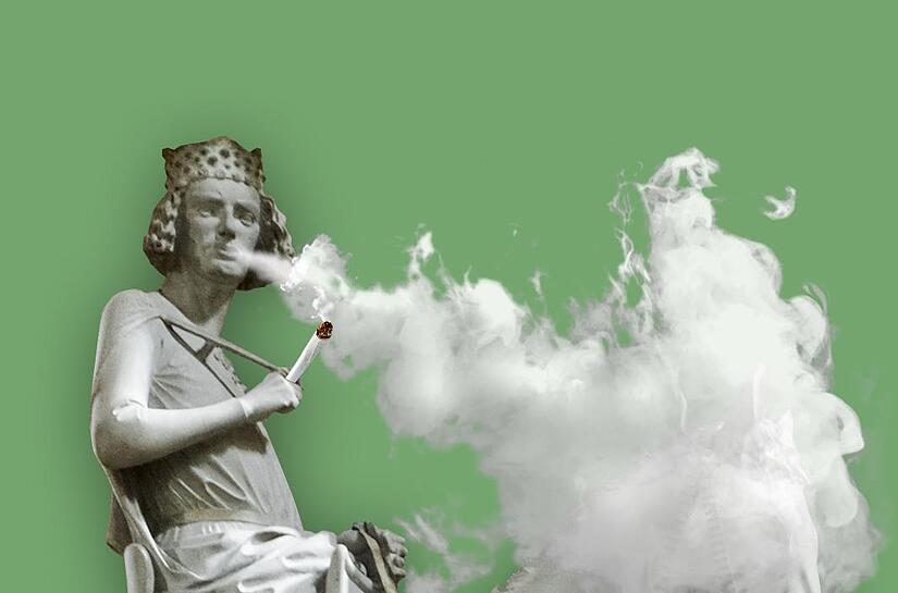 Der Bamberger Reiter (13. Jahrhundert) als Kiffer visualisiert