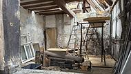 Ein Blick auf die Baustelle: Aufgrund des Denkmalschutzes muss möglichst viel des Inneren erhalten bleiben