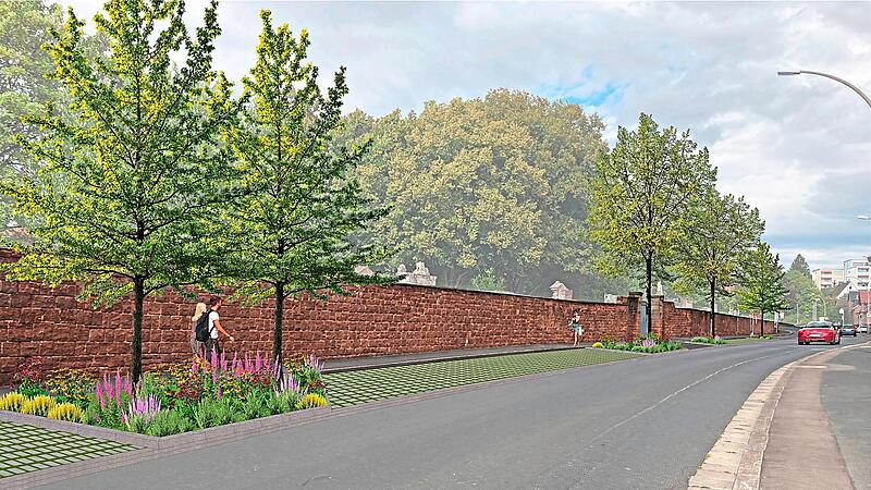 Die Kapellenstraße wird mit der Maßnahme „Wir machen‘s uns Grüner“ aufgewertet. So soll es künftig dort aussehen. Alexander Bär/Planungsschmiede Braun (Visualisierung) Die Kapellenstraße wird mit der Maßnahme „Wir machen‘s uns Grüner“ aufgewertet. So soll es künftig dort aussehen. Alexander Bär/Planungsschmiede Braun (Visualisierung)