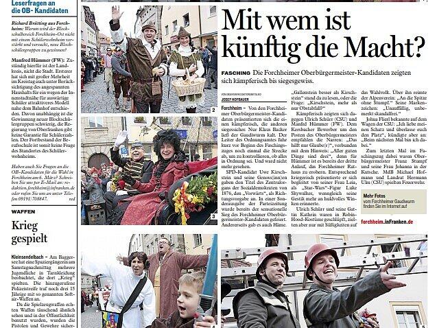Eine Auswahl von Zeitungsartikeln des Fr&auml;nkischen Tags w&auml;hrend Hermann Ulms Amtszeit von 2014 bis heute.