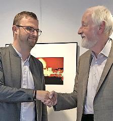 Amtsübergabe: Der neue Vorsitzende der Initiative Stadtmuseum, Stefan Fleischmann (links), und Rupert Appeltshauser.