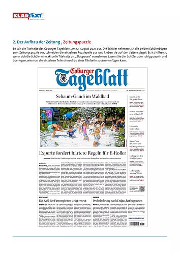 Arbeitsblätter zum Kapitel 2: Der Aufbau der Zeitung Arbeitsblätter zum Kapitel 2: Der Aufbau der Zeitung