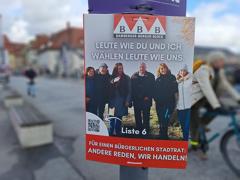Bamberger Bürgerblock Wahlplakat 2026 auf Kettenbrücke Bamberger Bürgerblock Wahlplakat 2026 auf Kettenbrücke