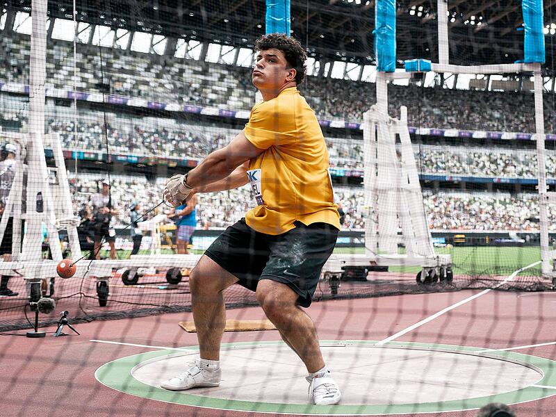JPN, Leichtathletik, Athletics, World Athletics Championships 2025, Weltmeisterschaft 2025, Tokio 2025, 15.09.2025 Merlin Hummel schleuderte den Hammer gleich im ersten Versuch auf 78,54 Meter und löste damit das Finalticket bei der WM.