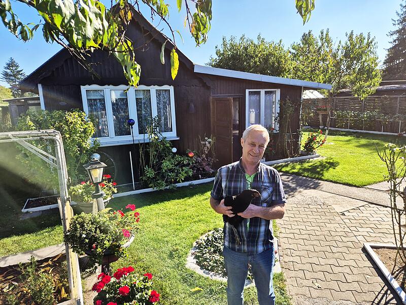 Mit seinen 24 H&uuml;hnern genie&szlig;t Andreas Maier seit 22 Jahren die Ruhe in seinem Schrebergarten im Bamberger Gleisdreieck. Wie lange noch?