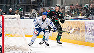 Samuel Eriksson (rechts) brachte die Alligators am Dienstagabend gegen Garmisch in Front. F&uuml;r Z&auml;hlbares reichte es f&uuml;r H&ouml;chstadt allerdings nicht.