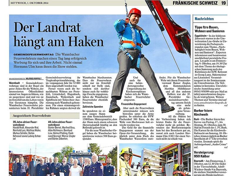Eine Auswahl von Zeitungsartikeln des Fr&auml;nkischen Tags w&auml;hrend Hermann Ulms Amtszeit von 2014 bis heute.