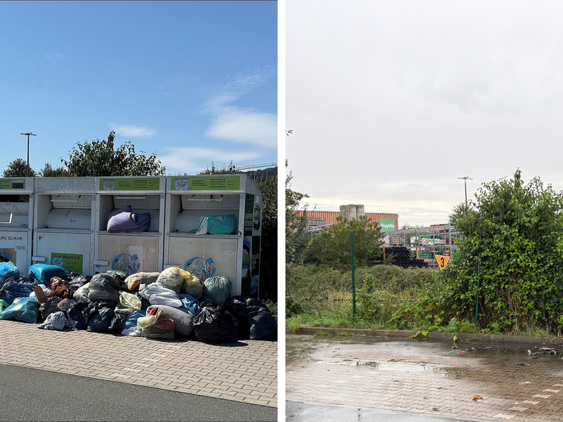 Altkleider Container vorher nachher