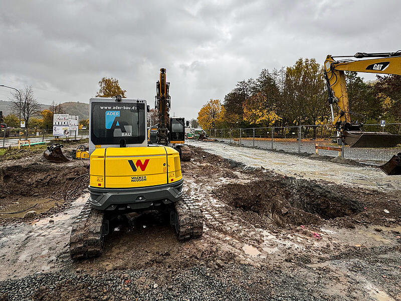 Bauarbeiten E-Ladepark Kulmbach Schwedensteg