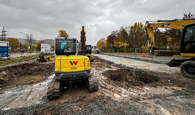 Bauarbeiten E-Ladepark Kulmbach Schwedensteg
