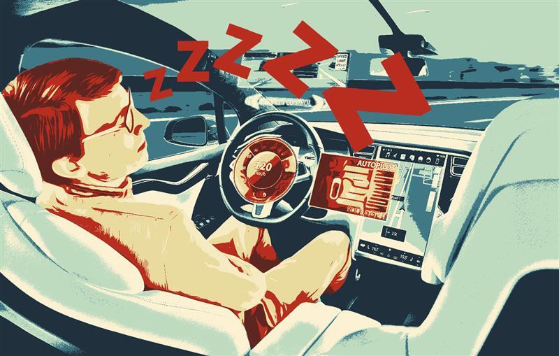 Am Steuer eines Tesla eingeschlafen Am Steuer eines Tesla eingeschlafen