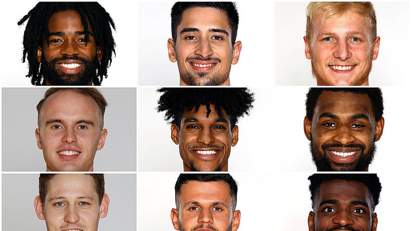 Wer bleibt, wer geht? Von oben links nach unten rechts: Malik Johnson, Abdulah Kameric, Trey Woodbury, Lukas Herzog, Justin Gray, Adrian Nelson, Patrick Heckmann, Filip Stanic und EJ Onu.