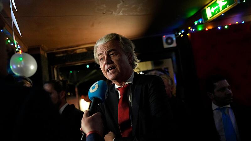 Geert Wilders, Vorsitzender der Partei für die Freiheit, nach der Bekanntgabe der ersten  Ergebnisse der Parlamentswahlen in den Niederlanden.