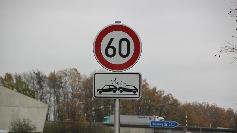 An den Autobahnauffahrten zur A7 in Oberthulba gilt seit Ende September Tempo 60.